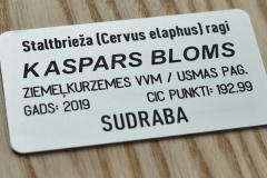 Gravēta alumīnija plāksnīte trofejai