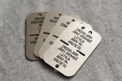 Alumīnija žetoni ar gravētu informāciju