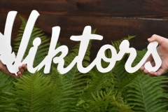 Dizaina elements ar spalvu - Frēzēti koka burti, krāsoti.