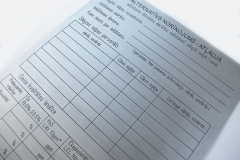 Divpusēja A4 izmēra atskaites forma no metāla.